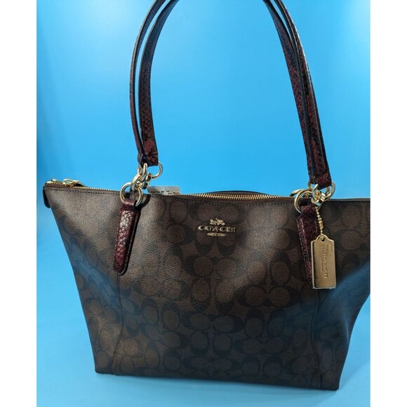 COACH NWT $378 AVA Signature red snake‎ embossed trim bag - Picture 5 of 10